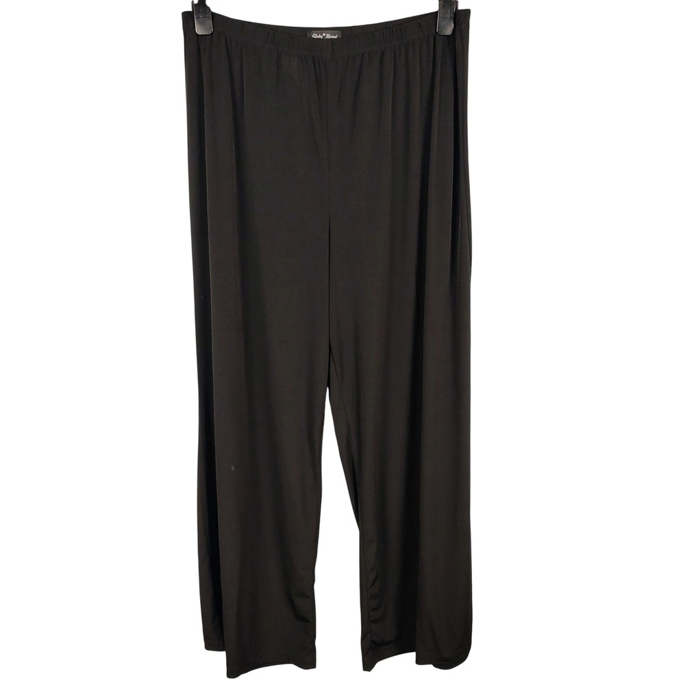 Slinky Brand Womens 1X Wide Leg Pants Black Stretch Jersey Minimalist Gorpcore